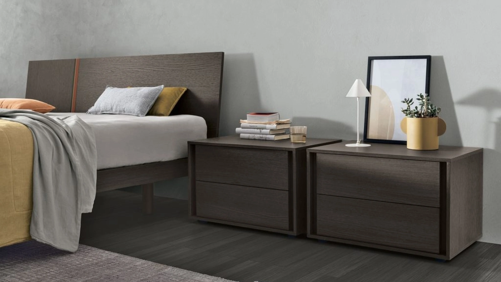 Comodino Vip in materico rovere moka di Tomasella