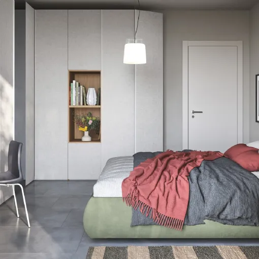 Letto in tessuto imbottito con box contenitore Thika di Cinquanta3