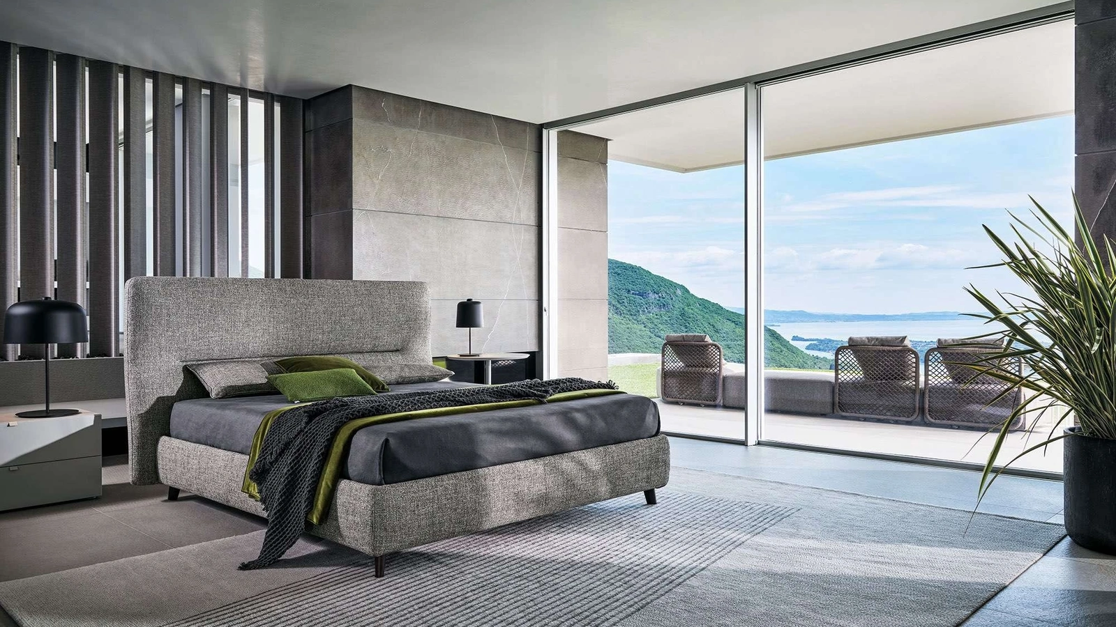 Letto in tessuto con testiera De-Light di Twils