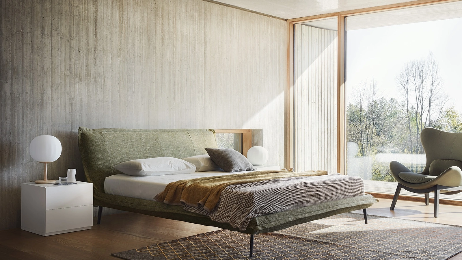 Letto in tessuto imbottito Fluff di Calligaris