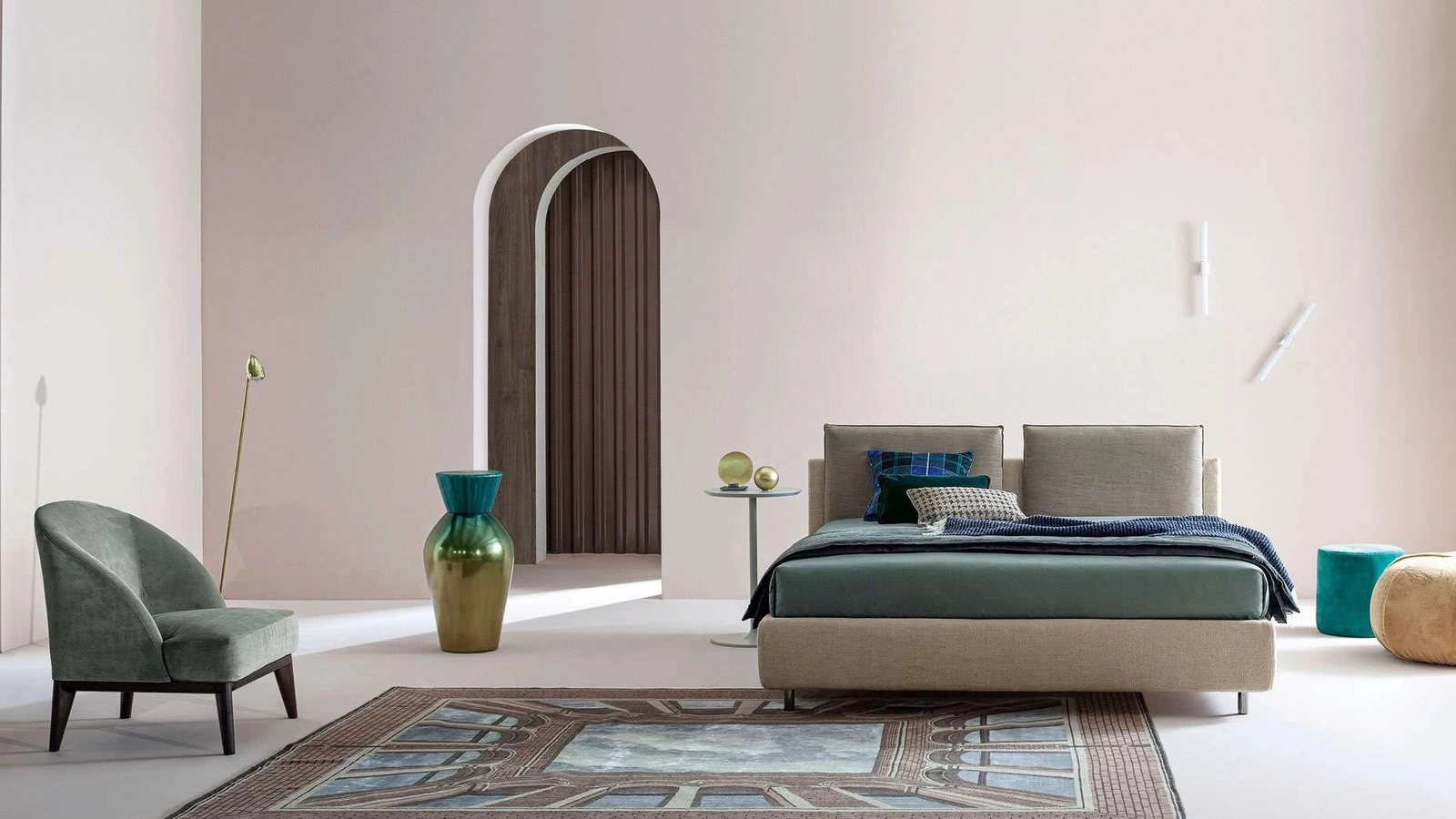 Letto matrimoniale in tessuto Frick di Twils