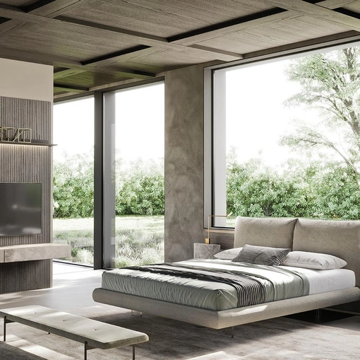 Letto Soffy in tessuto imbottito di Mobilgam