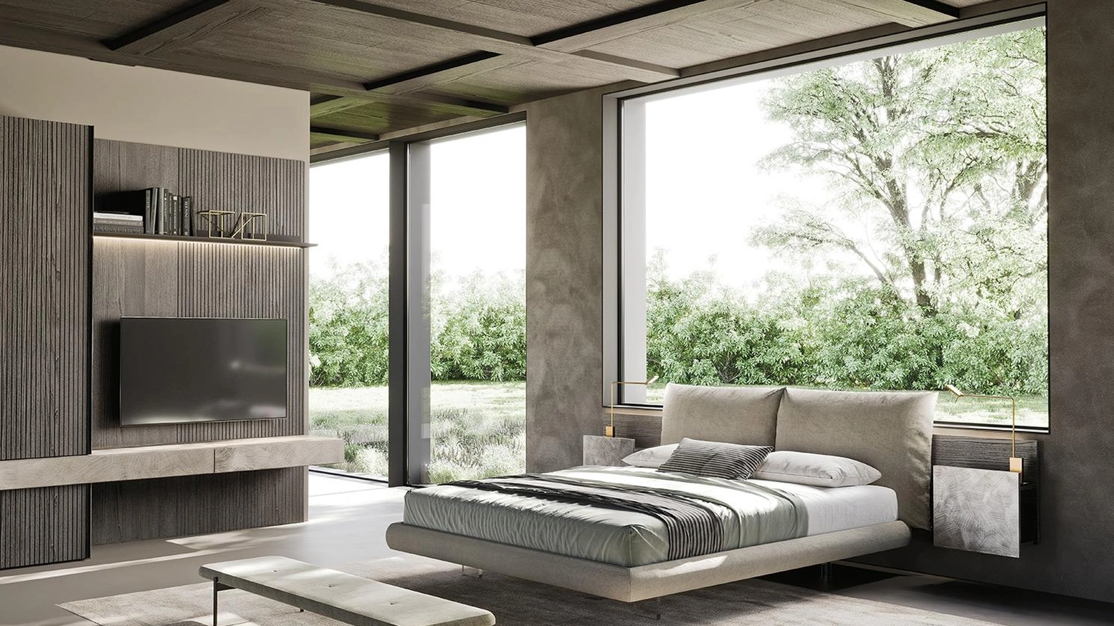 Letto Soffy in tessuto imbottito di Mobilgam