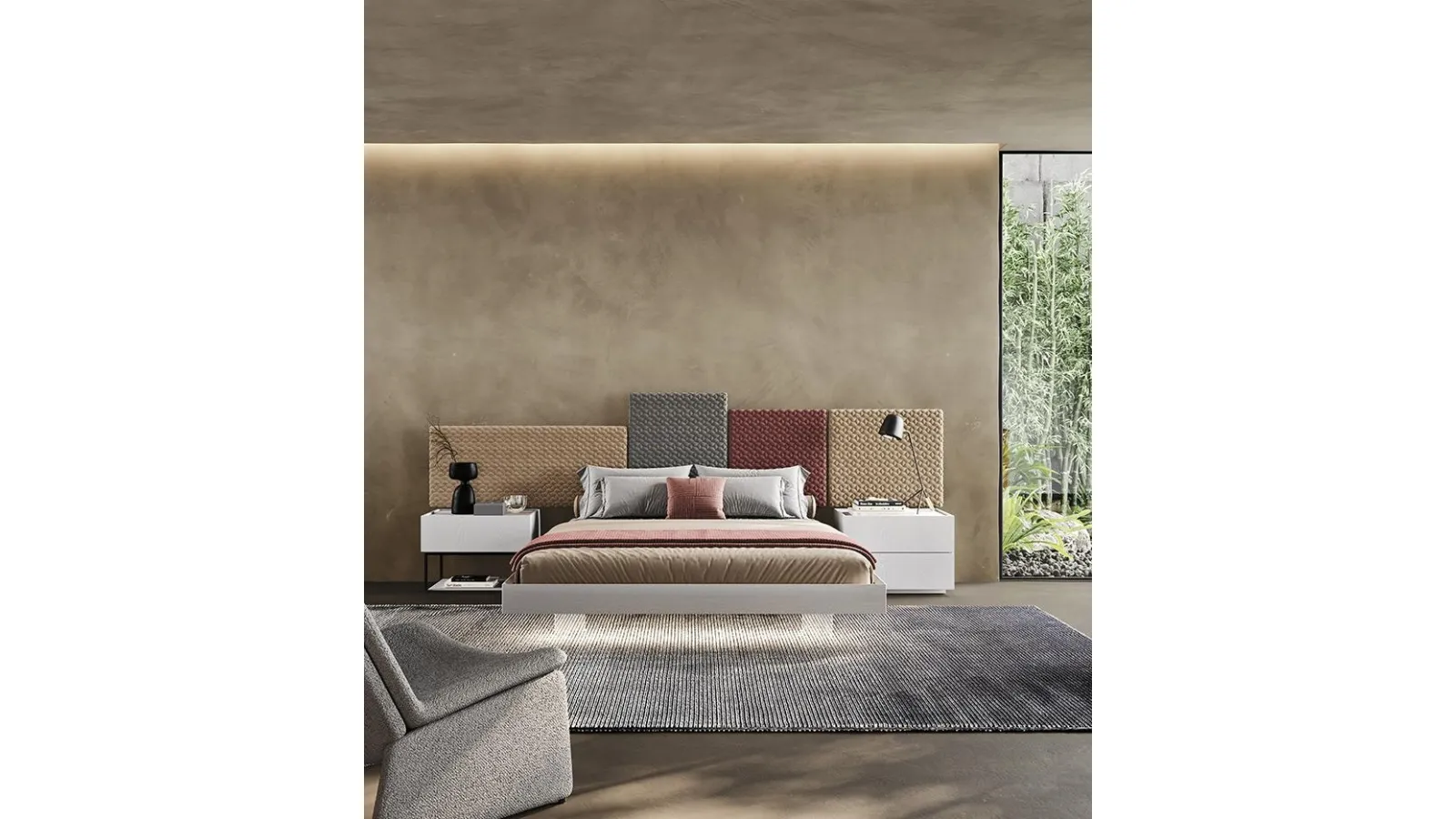 Letto Tetris con testiera boiserie di Mobilgam