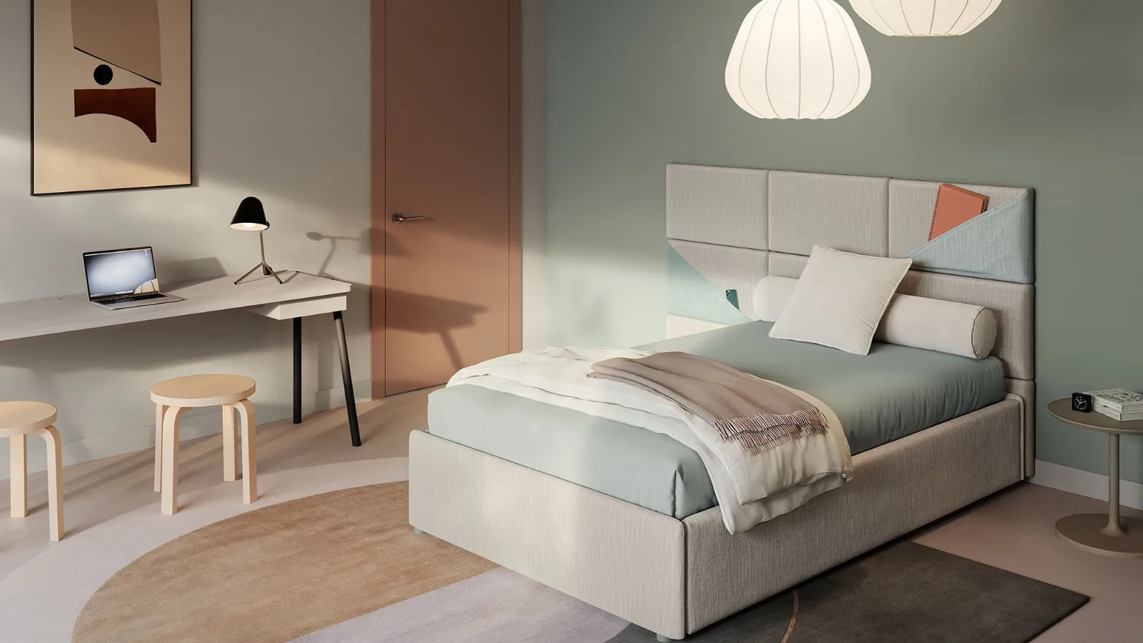 Letto singolo con box contenitore Boiserie Marlene di Twils