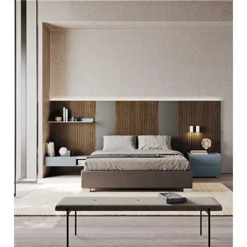 Letto matrimoniale con testiera Sistema Sipario di Mobilgam