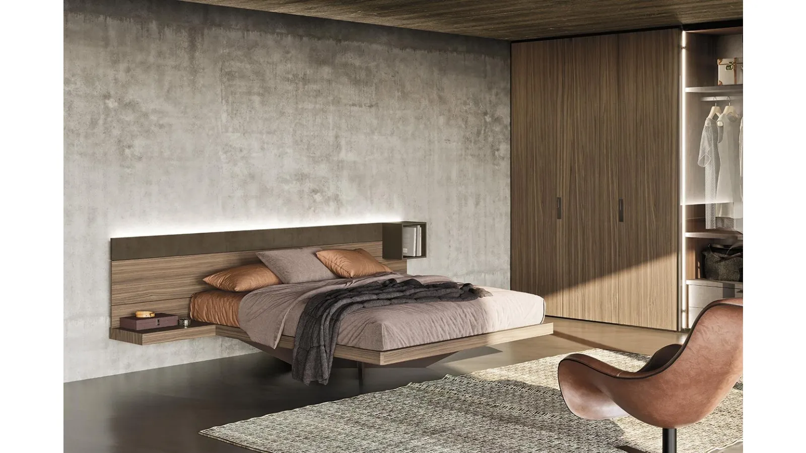Letto matrimoniale Wall System N06 di Mobilgam