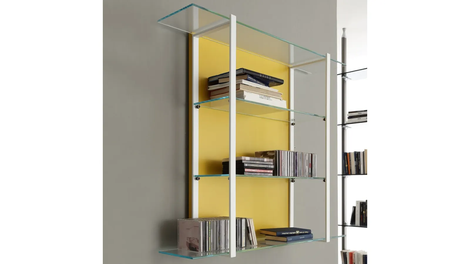 Libreria sospesa Icon 01 in metallo e vetro di Ponti Terenghi