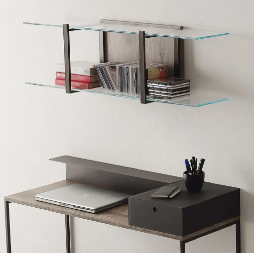 Libreria sospesa Icon 03 in metallo e vetro di Ponti Terenghi