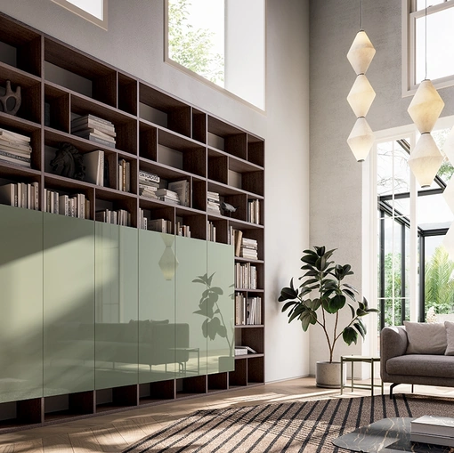 Libreria Speed Componibile in legno e laccato lucido di Dall'Agnese