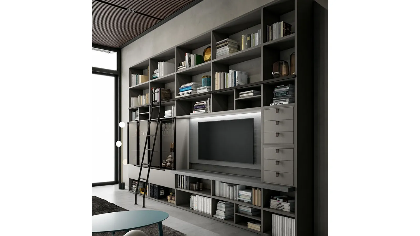 Libreria Speed Up con scala scorrevole di Dall'Agnese