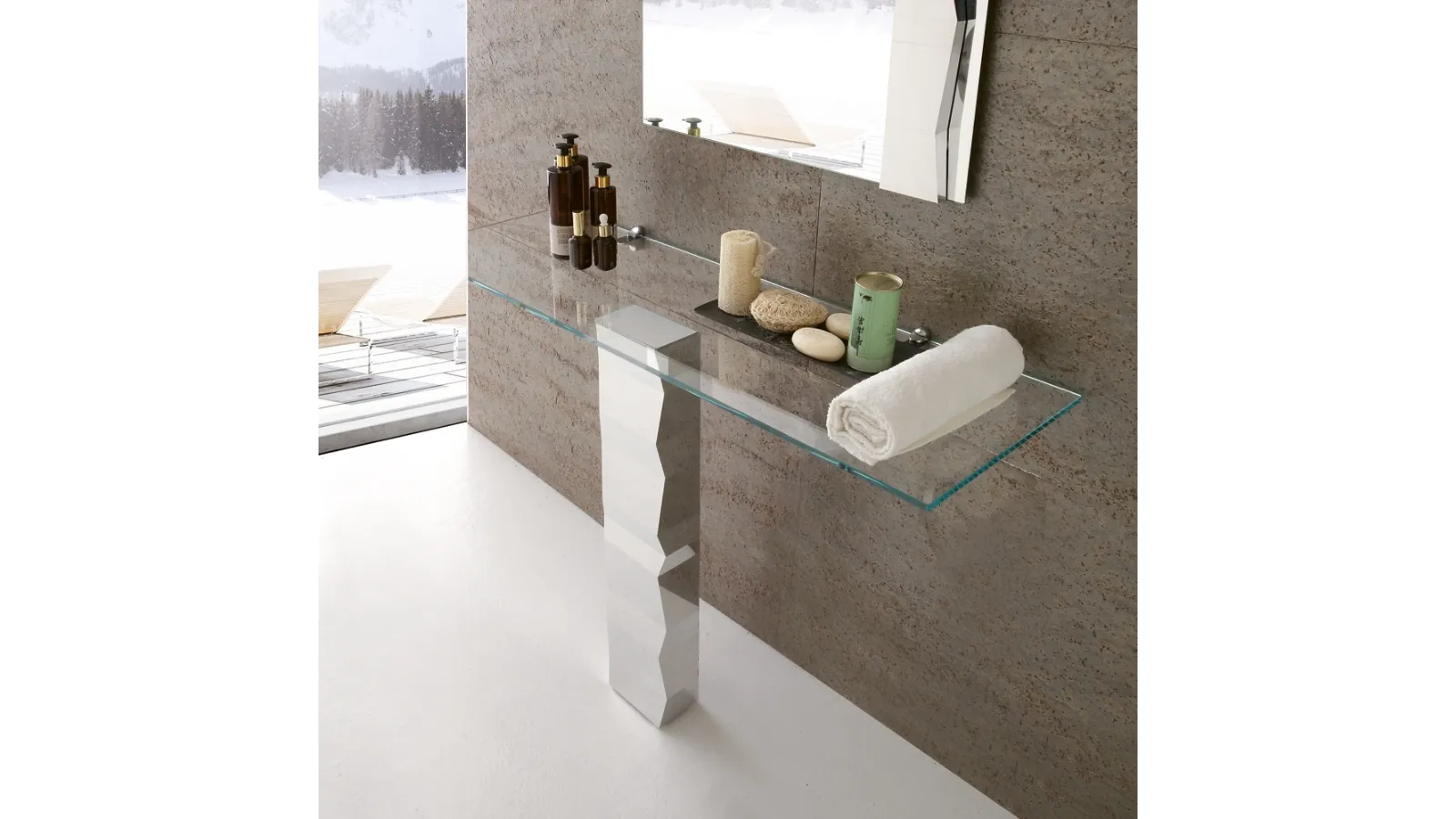 Consolle di design in cristallo Flagstaff di Ponti Terenghi