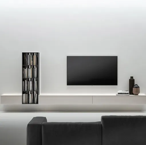 Mobile Porta Tv sospeso con Libreria di Caccaro