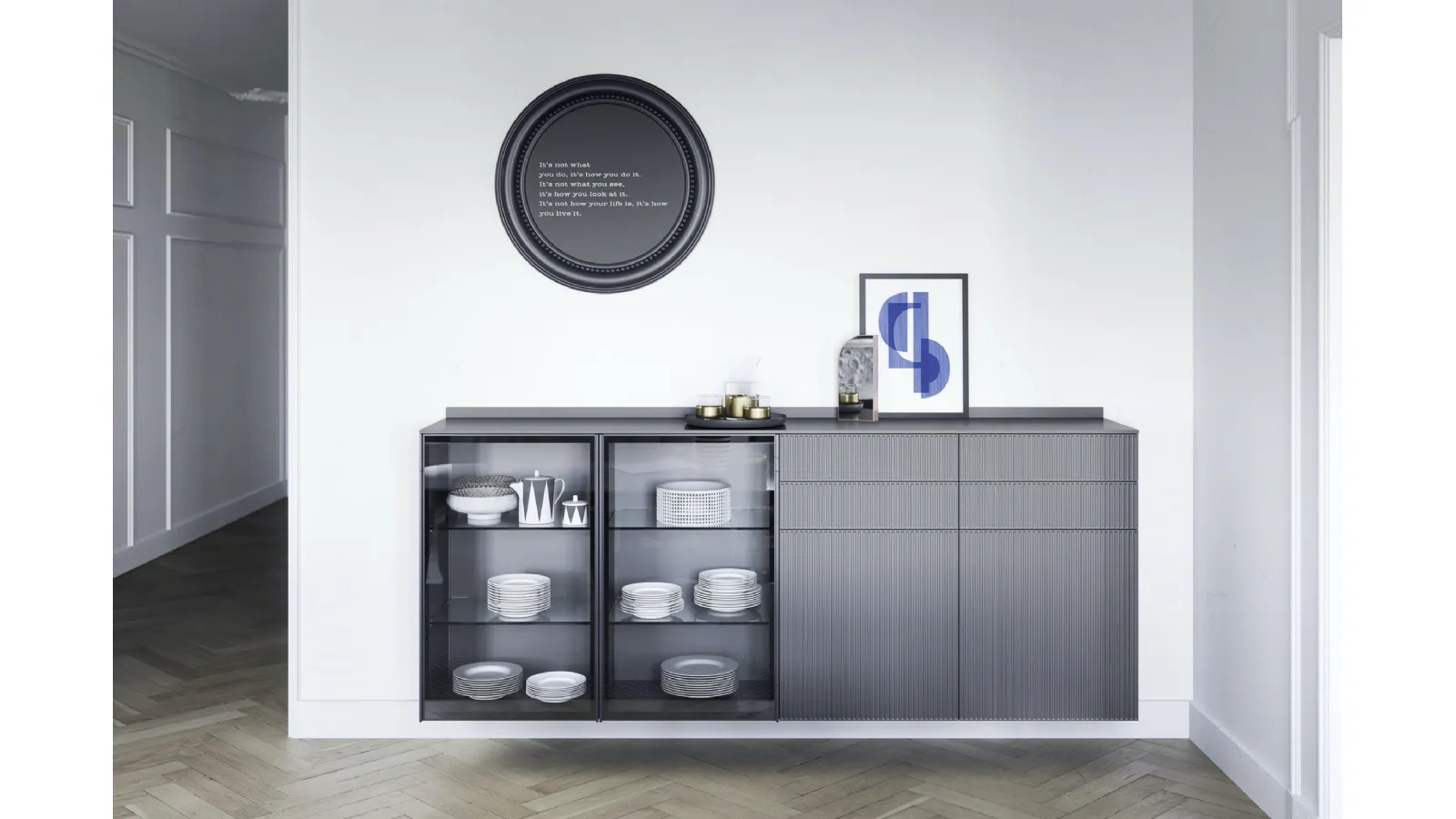 Mobile sospeso Box 18 in laccato Grigio di Novamobili