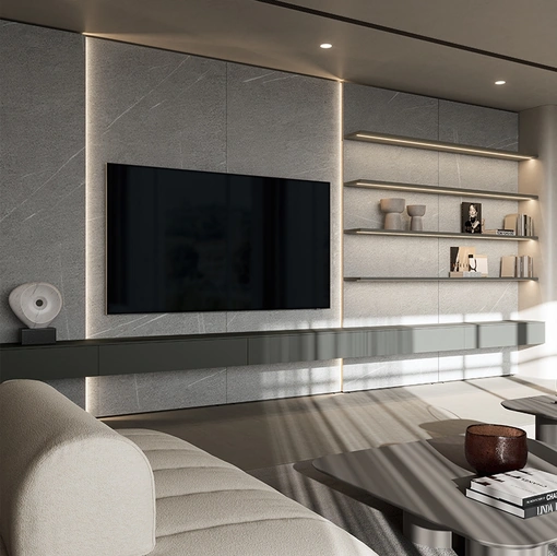 Parete Attrezzata Boiserie in laccato e HPL di Dall'Agnese