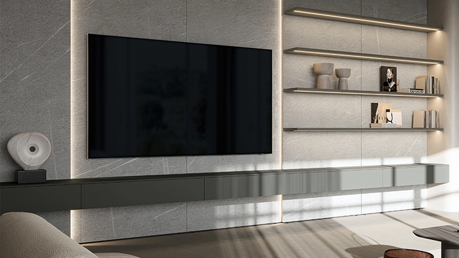 Parete Attrezzata Boiserie in laccato e HPL di Dall'Agnese