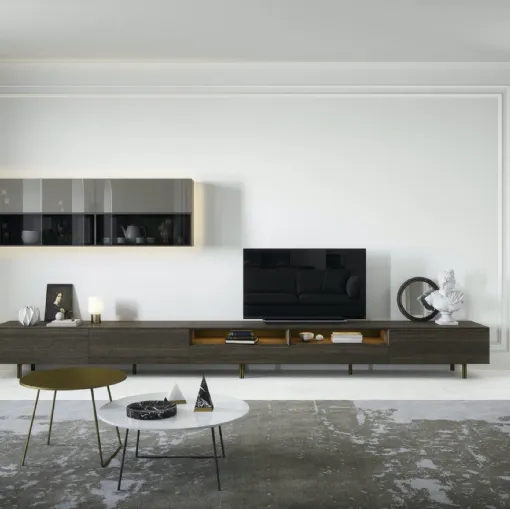 Parete Attrezzata Box 18 Rovere Terra e vetro di Novamobili