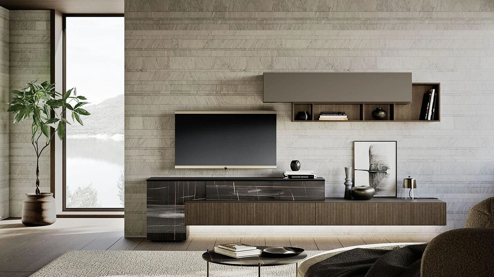 Parete Attrezzata Composizione Horizon 1014 di Mobilgam