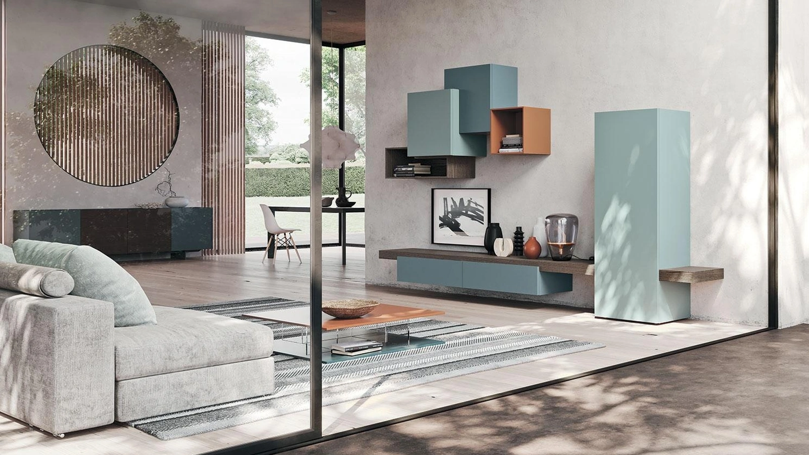 Parete Attrezzata Composizione Horizon 917 in laccato opaco di Mobilgam