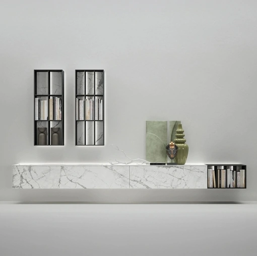 Parete Attrezzata in gres Moduli componibili con luci di Caccaro