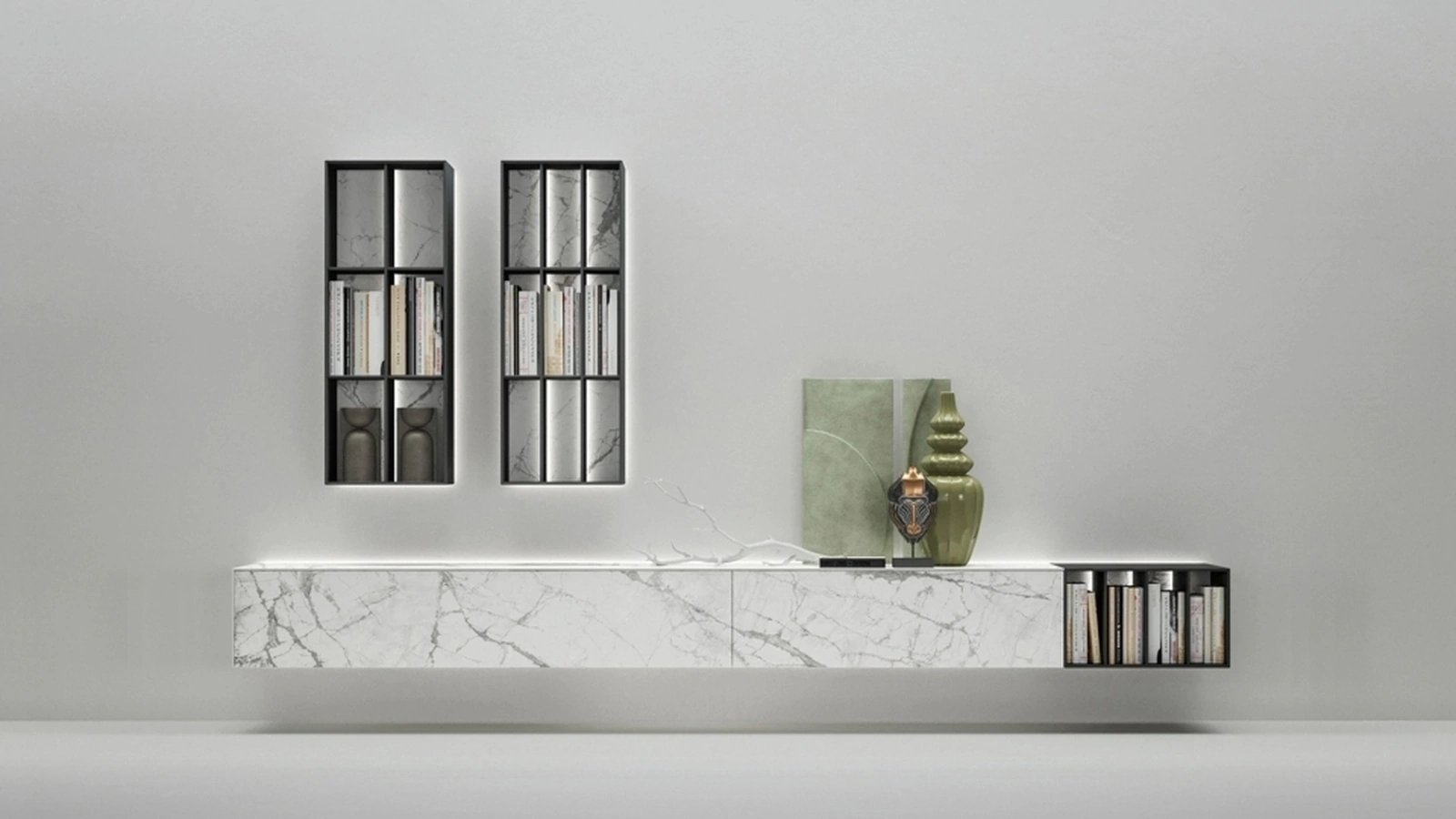 Parete Attrezzata in gres Moduli componibili con luci di Caccaro