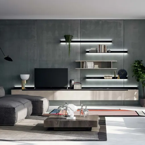 Parete attrezzata Slim Up Comp 03 Resina Tortora di Dall'Agnese