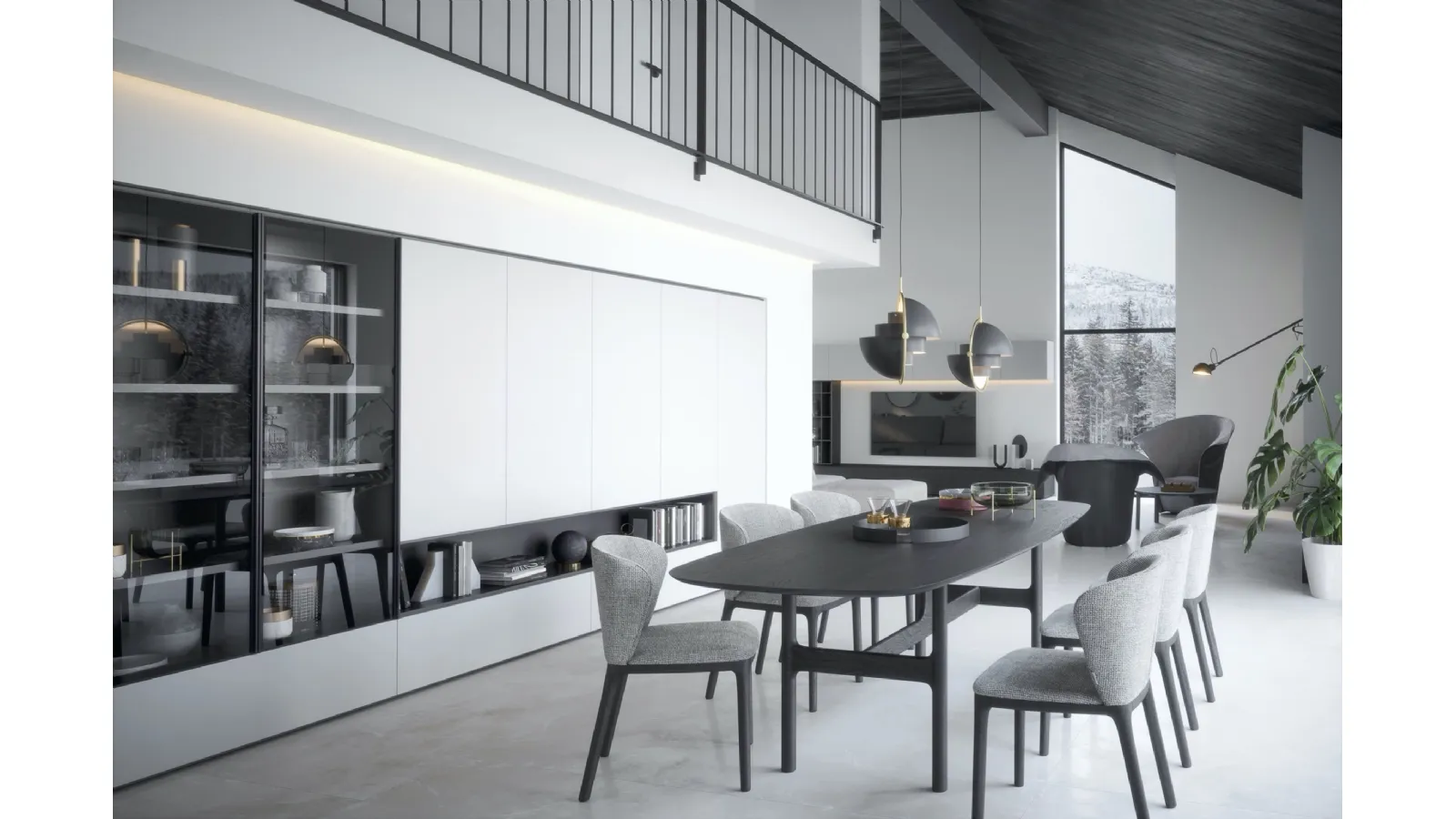 Parete Attrezzata Wall 30 01 in laccato opaco e vetro di Novamobili