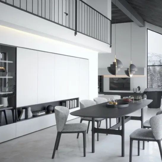 Parete Attrezzata Wall 30 01 in laccato opaco e vetro di Novamobili