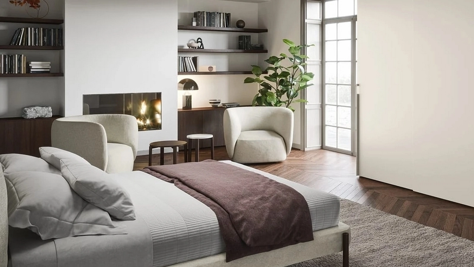 Poltroncina Blossom in tessuto imbottito dalle linee curve di Novamobili