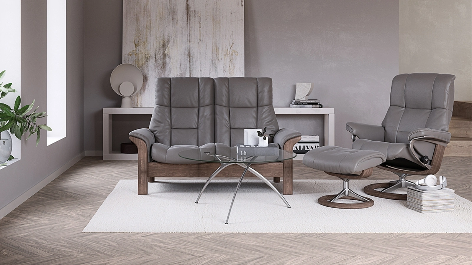 Divano lineare in pelle Windsor di Stressless