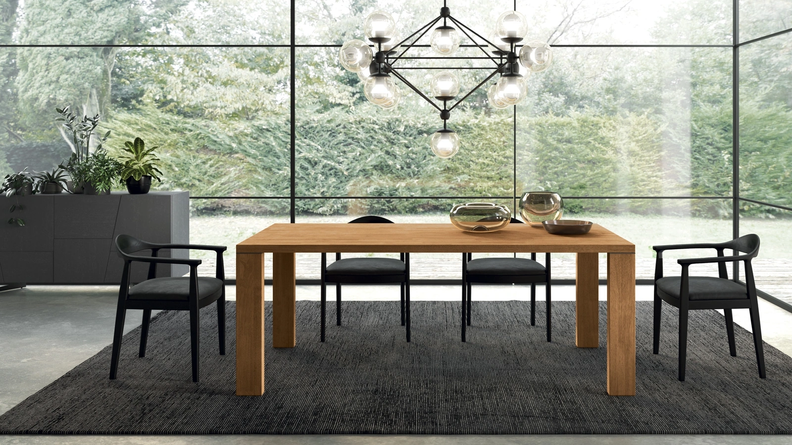 Tavolo in legno finitura Oak con profilo dritto Ego di FGF Mobili