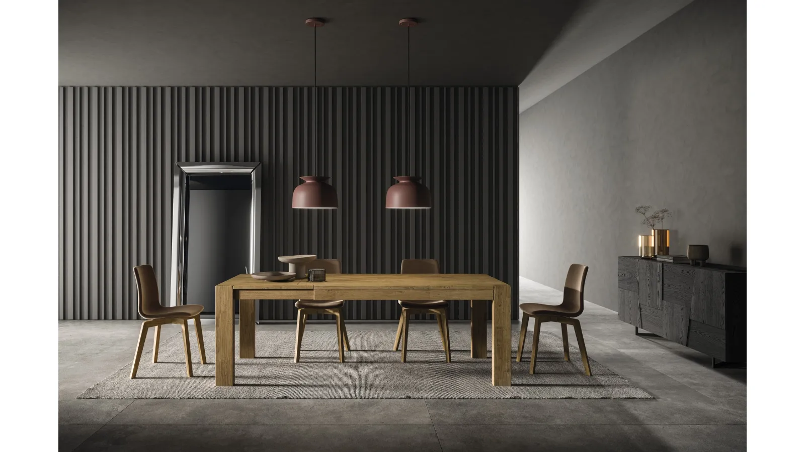 Tavolo allungabile Mood in legno di rovere finitura Oak di FGF Mobili