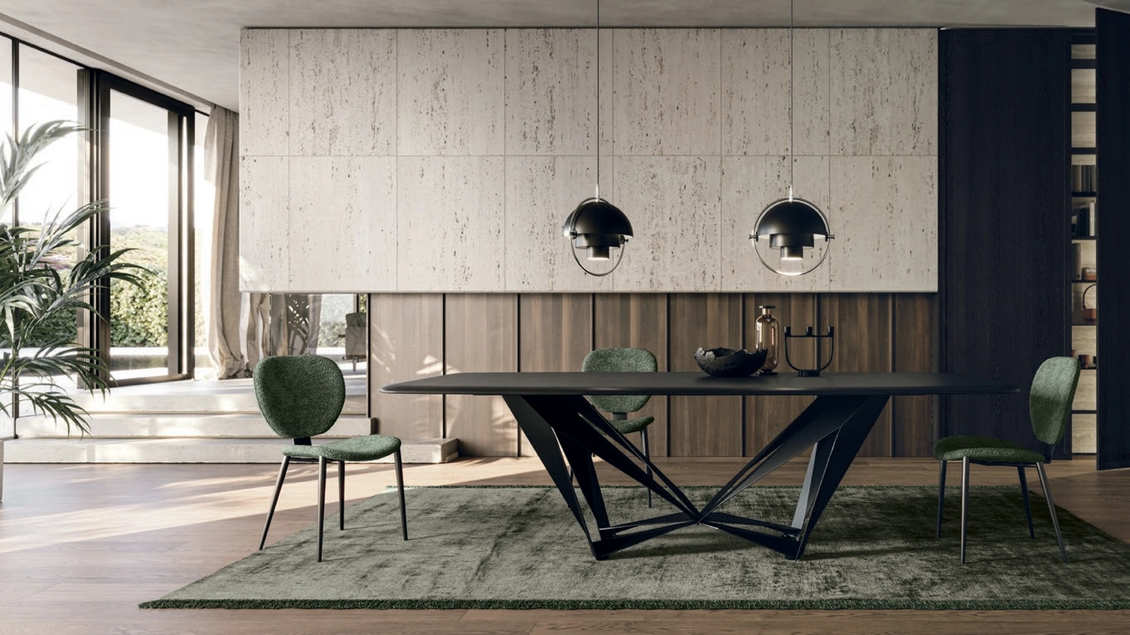 Tavolo in impiallacciato frassino tinto carbone Papillon di Sedit