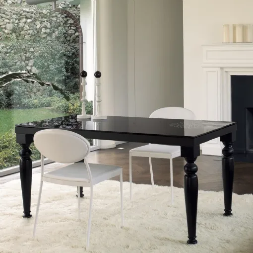 Tavolo allungabile Cesare in vetro e legno laccato di Ponti Terenghi