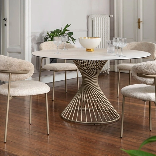 Tavolo rotondo in ceramica Vortex di Calligaris