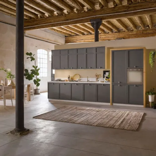 Cucina Classica in legno laccato grigio opaco Mia lineare di Dibiesse