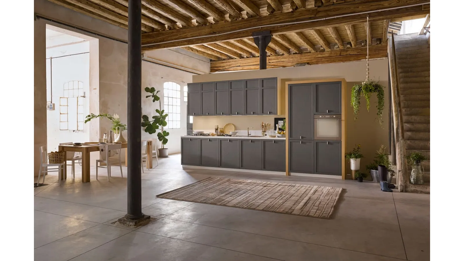 Cucina Classica in legno laccato grigio opaco Mia lineare di Dibiesse