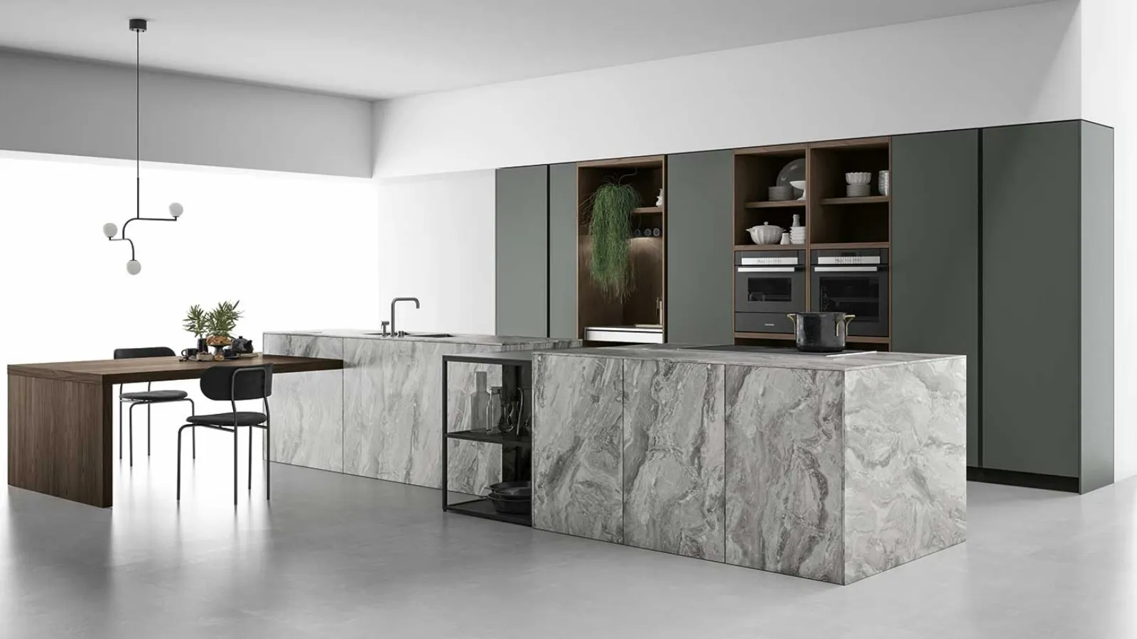 Cucina Design con doppia isola Aspen composizione 4 di Doimo Cucine