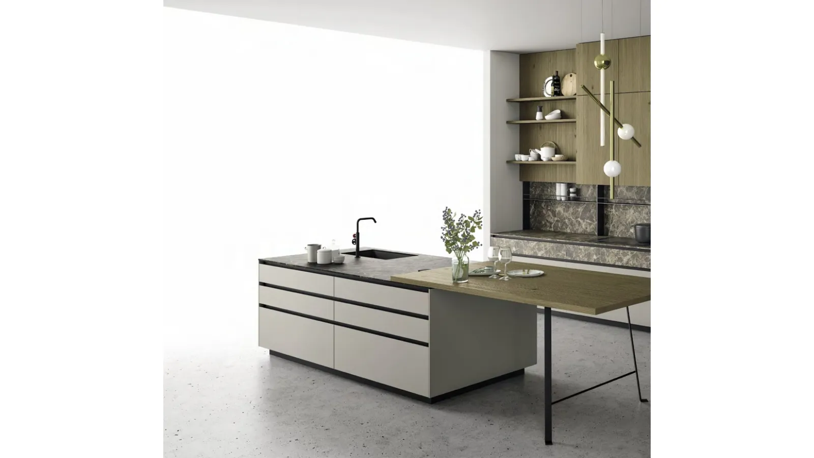 Cucina Design con isola Aspen composizione 5 di Doimo Cucine
