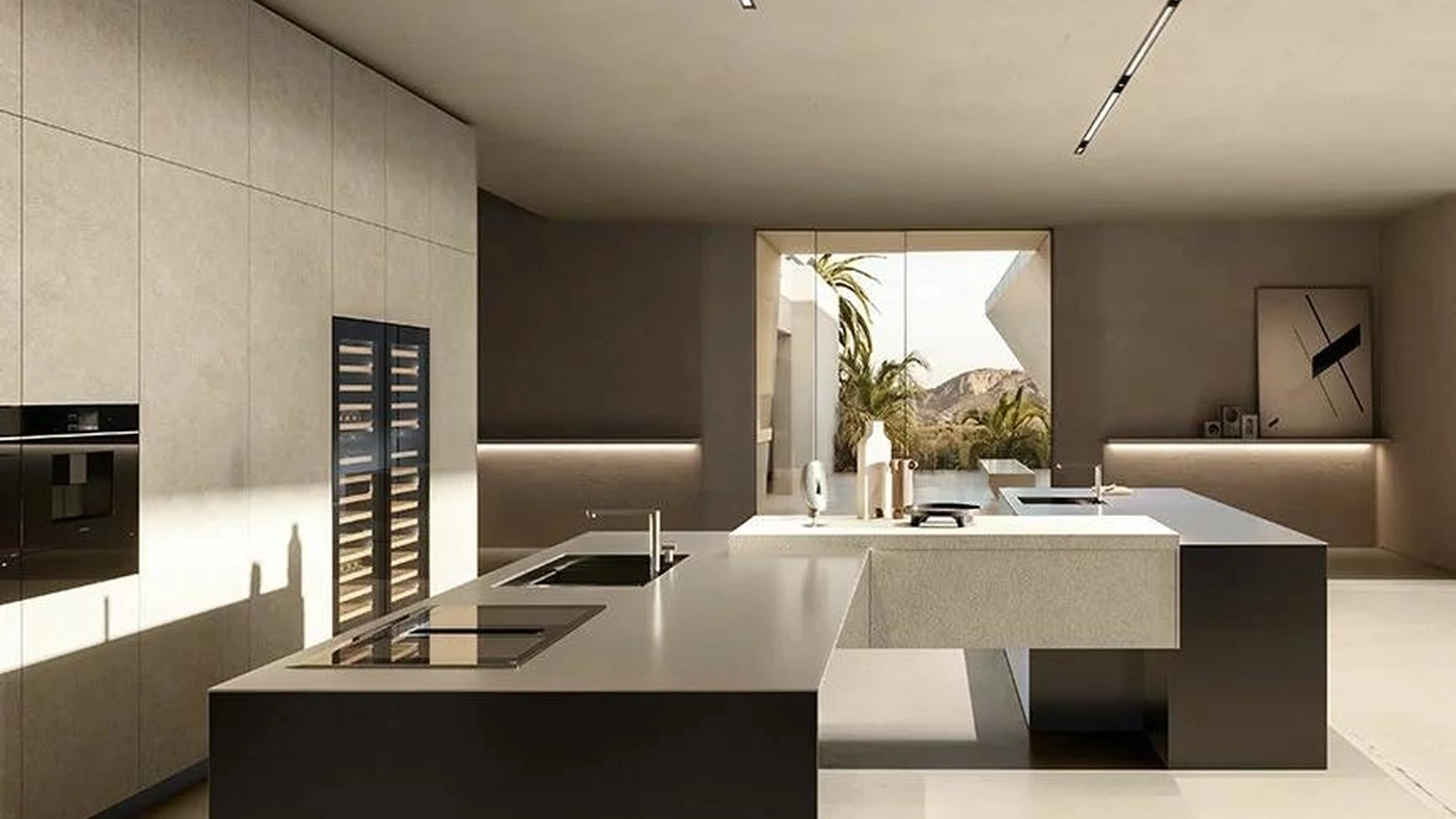 Cucina Design in fibra di carbonio con isola Aspen C4K di Doimo Cucine