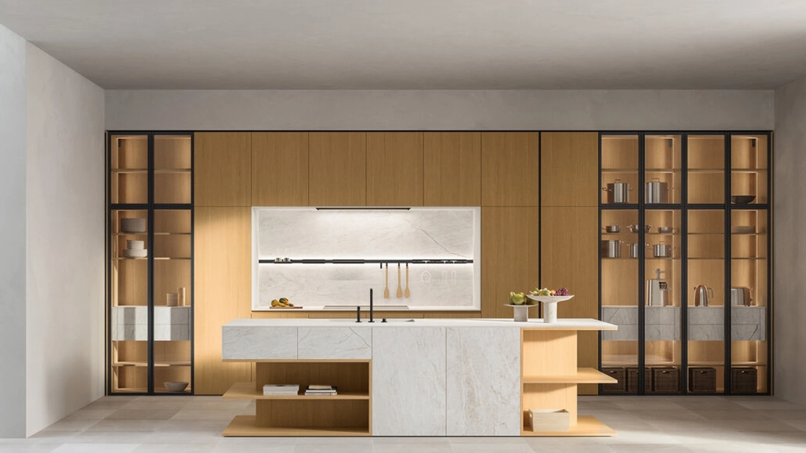 Cucina Design con isola Impronta 02 Desco in Rovere e Gres di Doimo Cucine