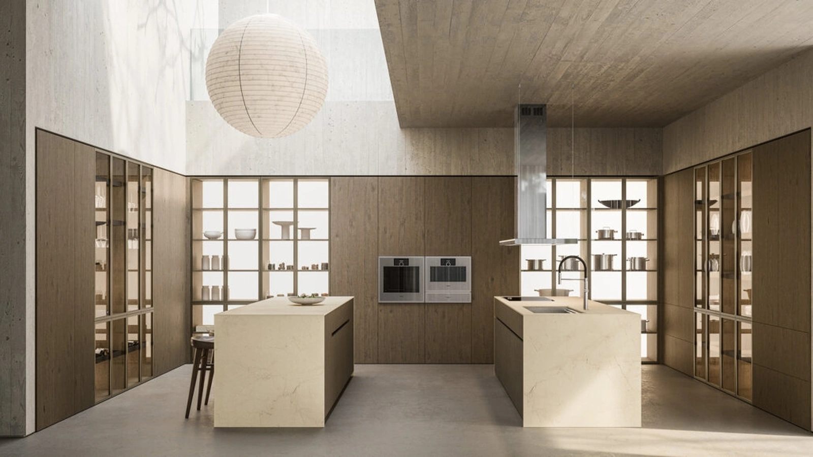 Cucina Design con doppia isola Impronta 04 Fucina in Rovere e Marmo di Doimo Cucine