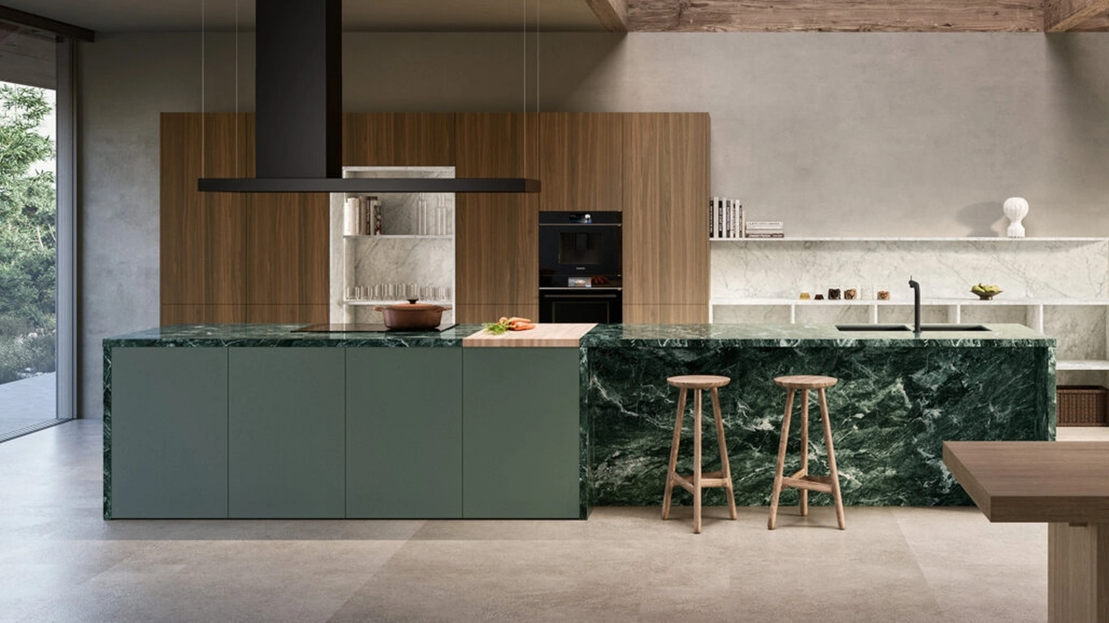 Cucina Design con isola Impronta 05 Rima in legno, Fenix e Gres di Doimo Cucine