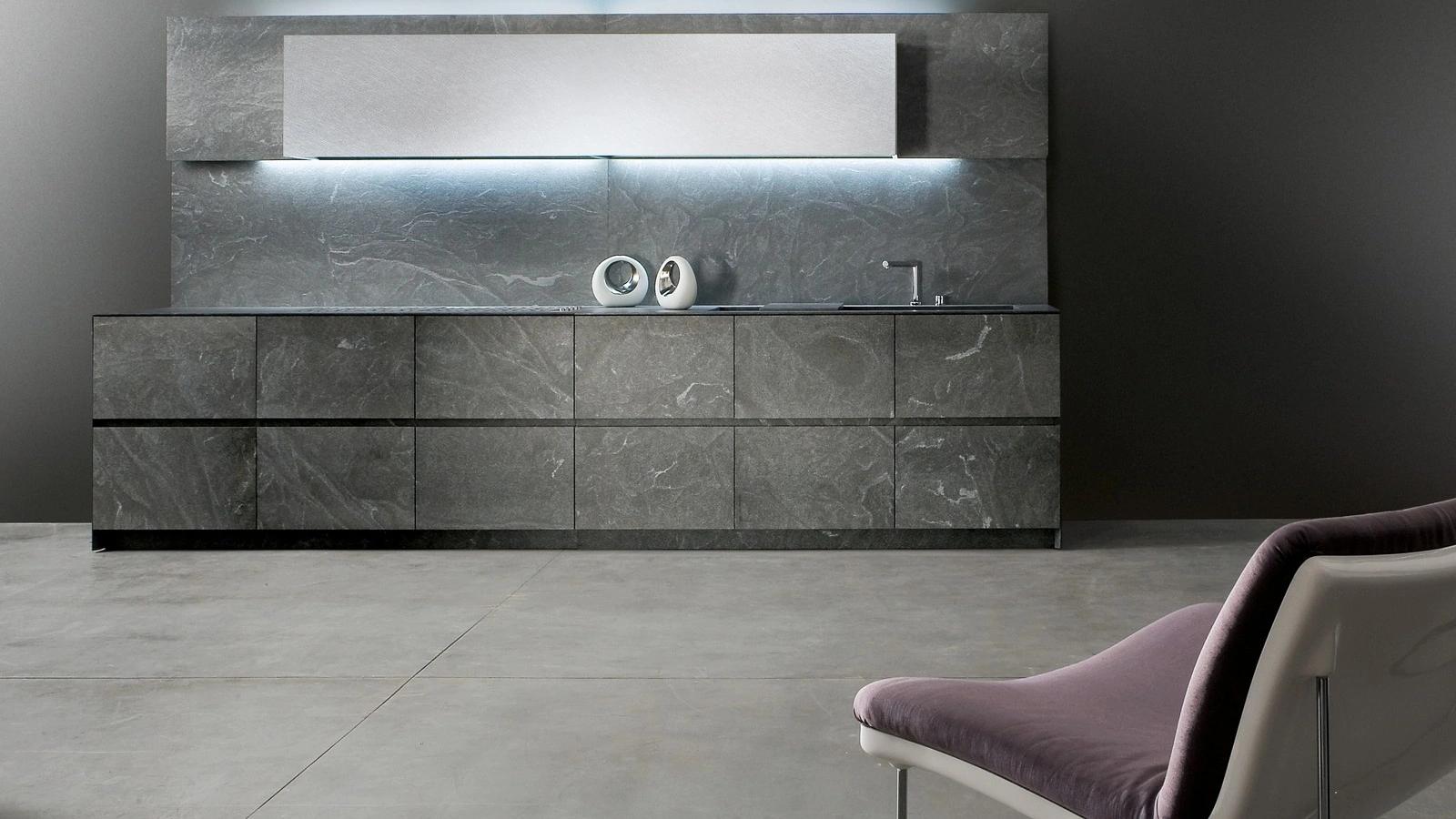 Cucina Design lineare KU45 Emperador di Key Cucine