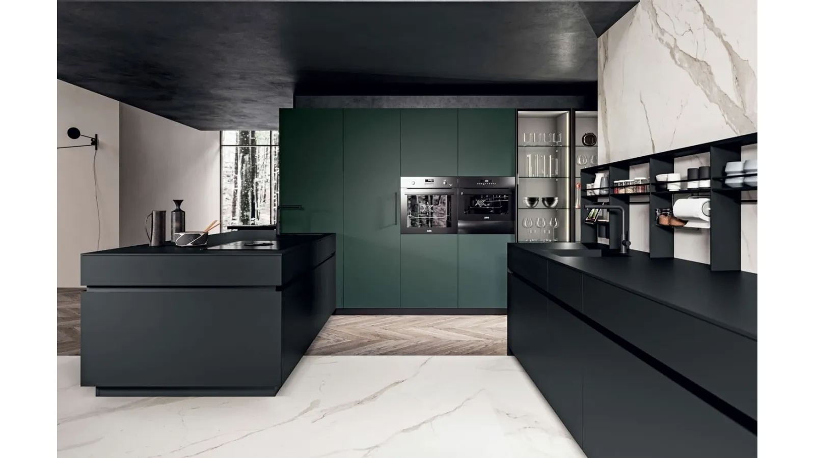 Cucina Moderna Area 22 30° con penisola in laccato opaco di Dibiesse