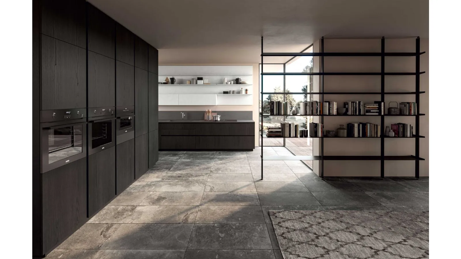 Cucina Moderna Area 22 Time angolare in olmo nero di Dibiesse