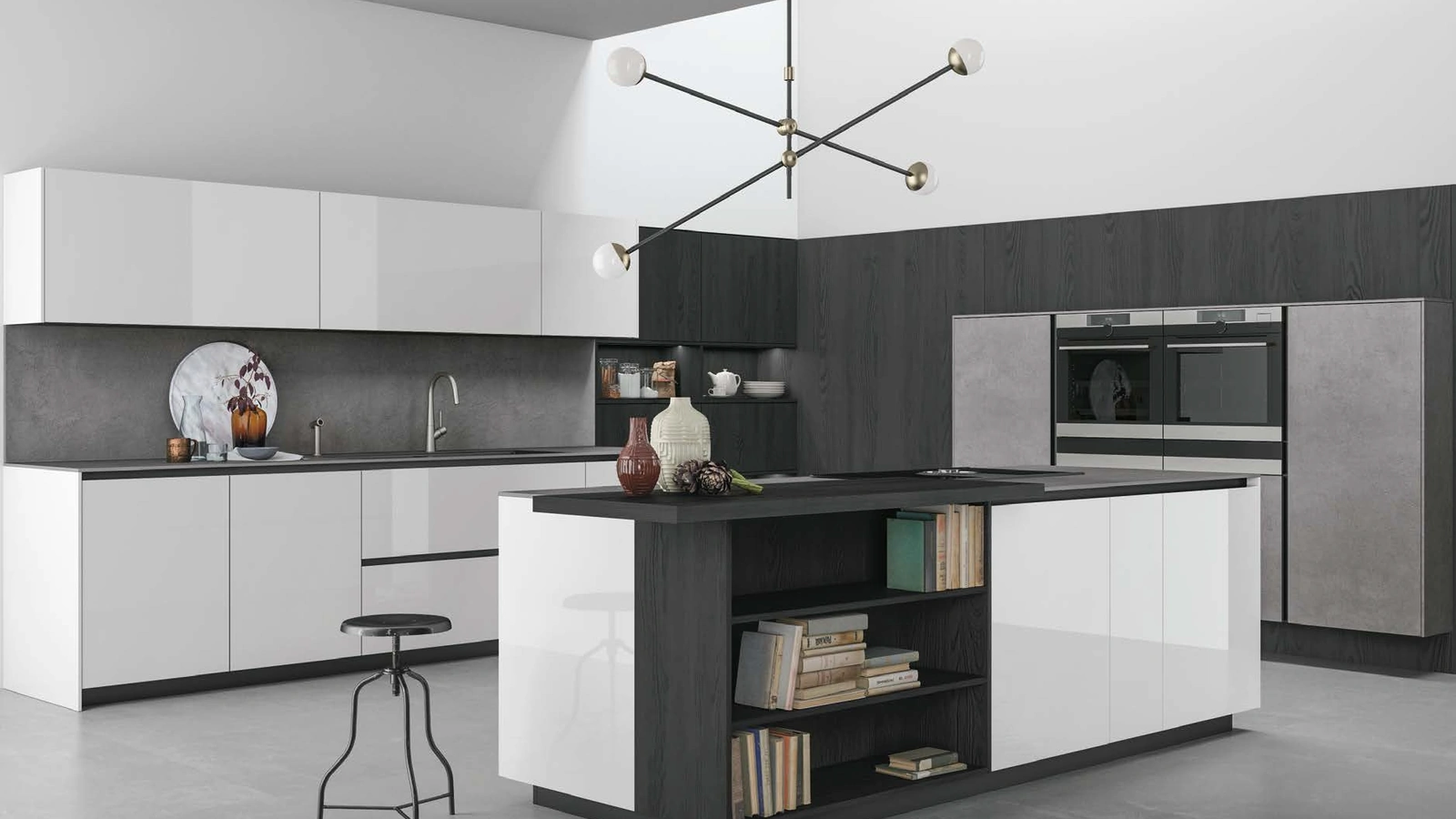 Cucina Moderna Aspen in vetro laccato Bianco di Doimo Cucine