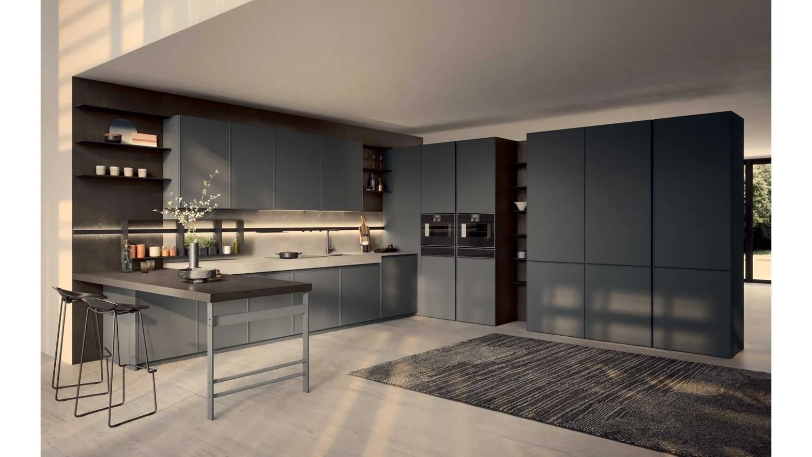 Cucina Moderna Coco Light angolare con penisola di Dibiesse