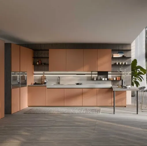 Cucina Moderna laccata Coco Light angolare con penisola di Dibiesse
