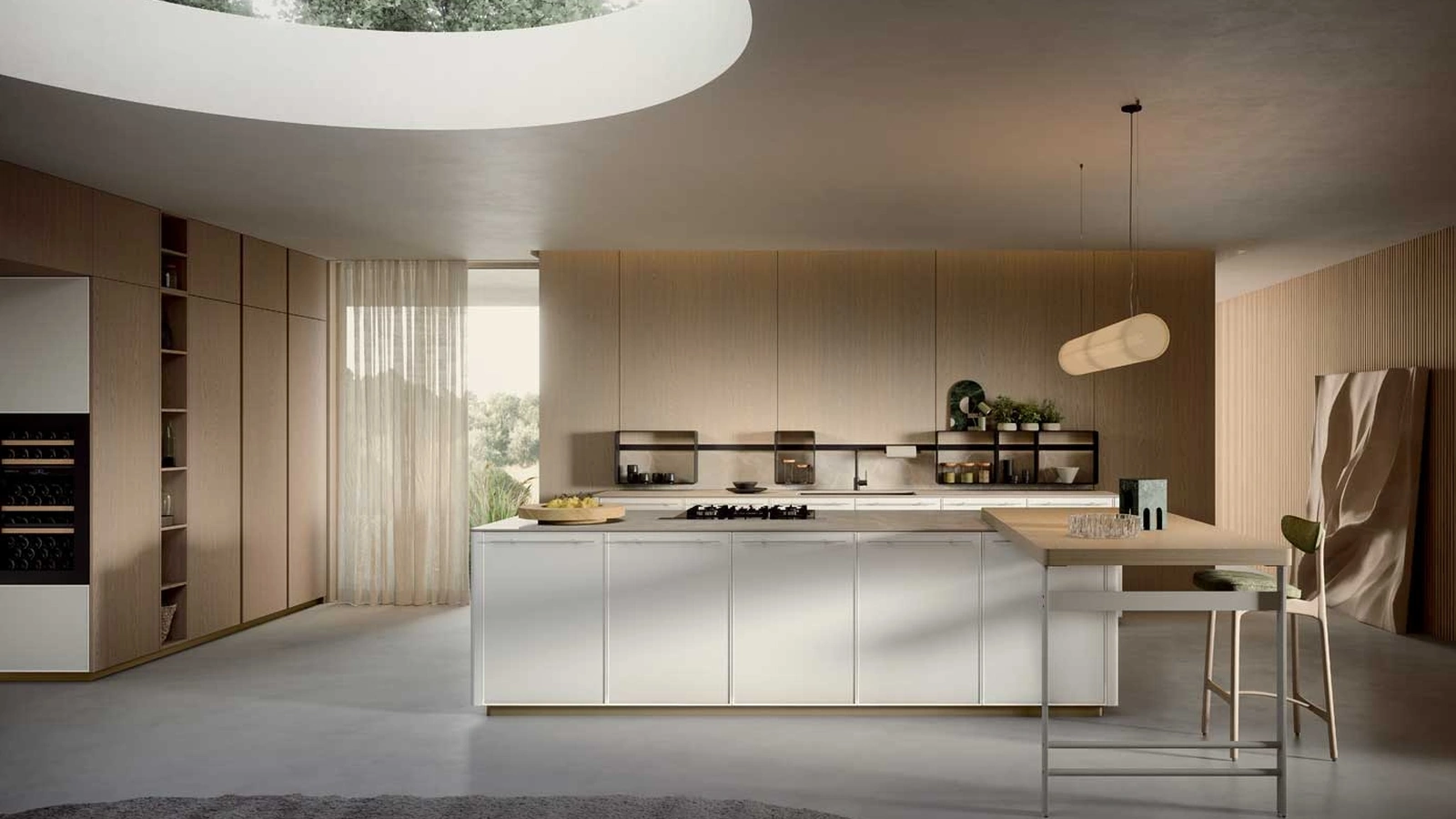 Cucina Moderna in laccato Bianco Coco Light con isola di Dibiesse